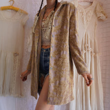 Load image into Gallery viewer, Olive and Taupe Cotton Floral Tapestry Coat