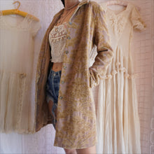 Load image into Gallery viewer, Olive and Taupe Cotton Floral Tapestry Coat