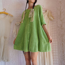 Load image into Gallery viewer, Vintage Textural Green Apple Chenille Tent Dress