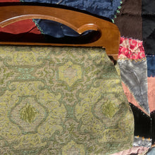 Load image into Gallery viewer, Mid Century Green Cotton Tapestry Purse