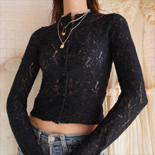 Load image into Gallery viewer, Fuzzi Black Lace Blouse