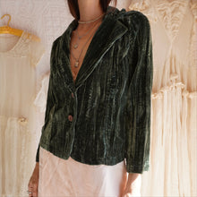 Load image into Gallery viewer, Vintage Seaweed Green Velvet Blazer