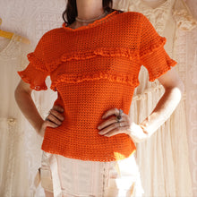 Load image into Gallery viewer, Vintage Orange Cotton Hand Crochet Top