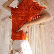 Load image into Gallery viewer, Vintage Orange Cotton Hand Crochet Top