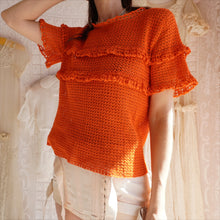 Load image into Gallery viewer, Vintage Orange Cotton Hand Crochet Top