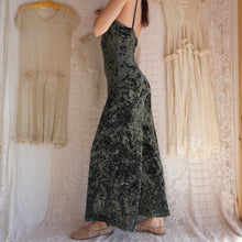 Load image into Gallery viewer, Vintage Moss Green Crushed Velvet Jumpsuit