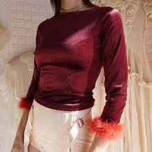 Load image into Gallery viewer, 1990's Velvet Top with Marabou Trim