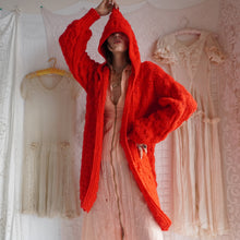Load image into Gallery viewer, 1970's Hand Crochet Red Riding Hood Cocoon Sweater