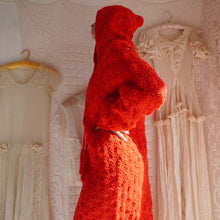 Load image into Gallery viewer, 1970's Hand Crochet Red Riding Hood Cocoon Sweater