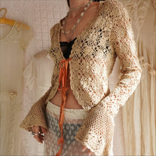 Load image into Gallery viewer, 90's Bell Sleeve Crochet Cardigan