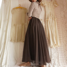 Load image into Gallery viewer, 1970's Brown Gingham and Chiffon Maxi Dress
