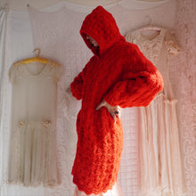 Load image into Gallery viewer, 1970's Hand Crochet Red Riding Hood Cocoon Sweater