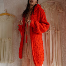 Load image into Gallery viewer, 1970's Hand Crochet Red Riding Hood Cocoon Sweater