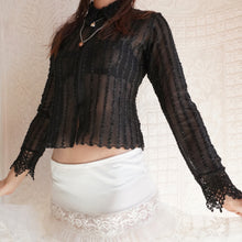 Load image into Gallery viewer, 1990's Sheer Mesh Ribbon Blouse