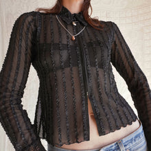 Load image into Gallery viewer, 1990's Sheer Mesh Ribbon Blouse
