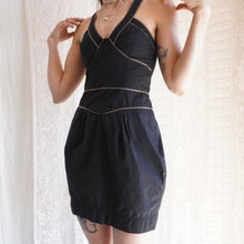 Load image into Gallery viewer, Y2K Black and Brown Cotton Mini Dress