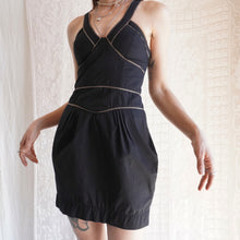 Load image into Gallery viewer, Y2K Black and Brown Cotton Mini Dress