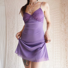 Load image into Gallery viewer, 1990's Lilac Mesh and Silk Dress