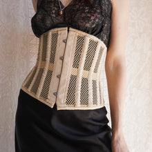 Load image into Gallery viewer, Camel Mesh and Cotton Steel Boned Corset
