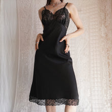 Load image into Gallery viewer, Vintage Black Satin and Lace Slip