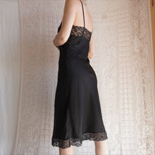 Load image into Gallery viewer, Vintage Black Satin and Lace Slip