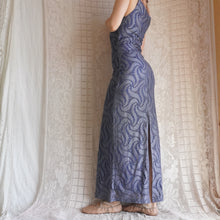 Load image into Gallery viewer, 1990's Cerulean Metallic Crochet Maxi Dress