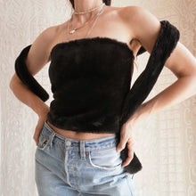 Load image into Gallery viewer, Y2K Chocolate Brown Faux Fur Tube Top