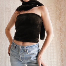 Load image into Gallery viewer, Y2K Chocolate Brown Faux Fur Tube Top
