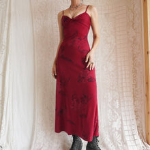 Load image into Gallery viewer, 1970's Cranberry Floral Maxi Dress