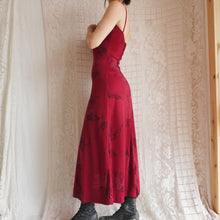 Load image into Gallery viewer, 1970's Cranberry Floral Maxi Dress