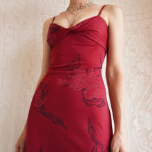 Load image into Gallery viewer, 1970's Cranberry Floral Maxi Dress