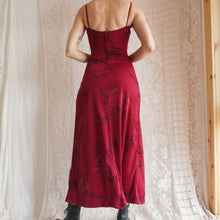 Load image into Gallery viewer, 1970's Cranberry Floral Maxi Dress