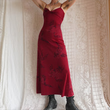 Load image into Gallery viewer, 1970's Cranberry Floral Maxi Dress