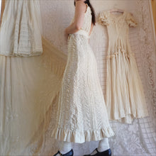 Load image into Gallery viewer, 1970's Textured Ecru Cotton Maxi Halter Dress