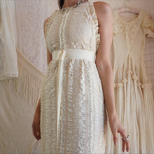 Load image into Gallery viewer, 1970's Textured Ecru Cotton Maxi Halter Dress