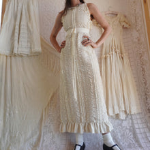 Load image into Gallery viewer, 1970's Textured Ecru Cotton Maxi Halter Dress