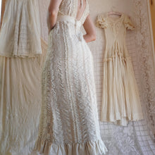 Load image into Gallery viewer, 1970's Textured Ecru Cotton Maxi Halter Dress