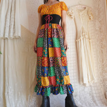 Load image into Gallery viewer, Vintage Late 1960's Cotton Patchwork Print Milkmaid Corset Dress