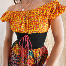 Load image into Gallery viewer, Vintage Late 1960's Cotton Patchwork Print Milkmaid Corset Dress