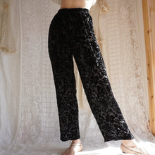 Load image into Gallery viewer, Vintage 1990's Sheer Black Velvet Burnout Trousers
