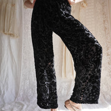Load image into Gallery viewer, Vintage 1990's Sheer Black Velvet Burnout Trousers