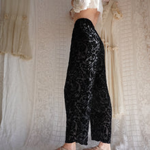 Load image into Gallery viewer, Vintage 1990's Sheer Black Velvet Burnout Trousers