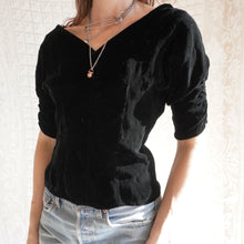 Load image into Gallery viewer, Vintage 1940's Velvet Cowl Neck Blouse