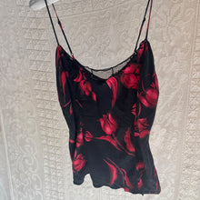 Load image into Gallery viewer, Y2K Dark Tulips Silk Camisole