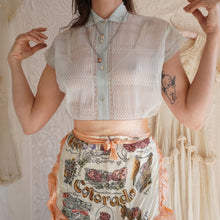 Load image into Gallery viewer, 1950's Palest Blue Sheer Blouse