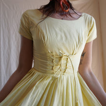 Load image into Gallery viewer, 1950's Pale Citrine Corset Dress