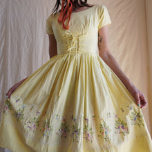 Load image into Gallery viewer, 1950's Pale Citrine Corset Dress