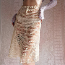 Load image into Gallery viewer, 1970's Ecru Cotton Crochet Net Skirt