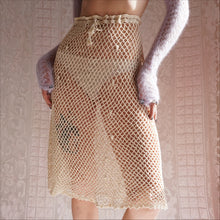 Load image into Gallery viewer, 1970's Ecru Cotton Crochet Net Skirt