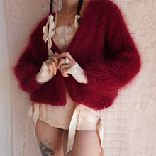 Load image into Gallery viewer, Vintage Raspberry Mohair Bubble Cardigan